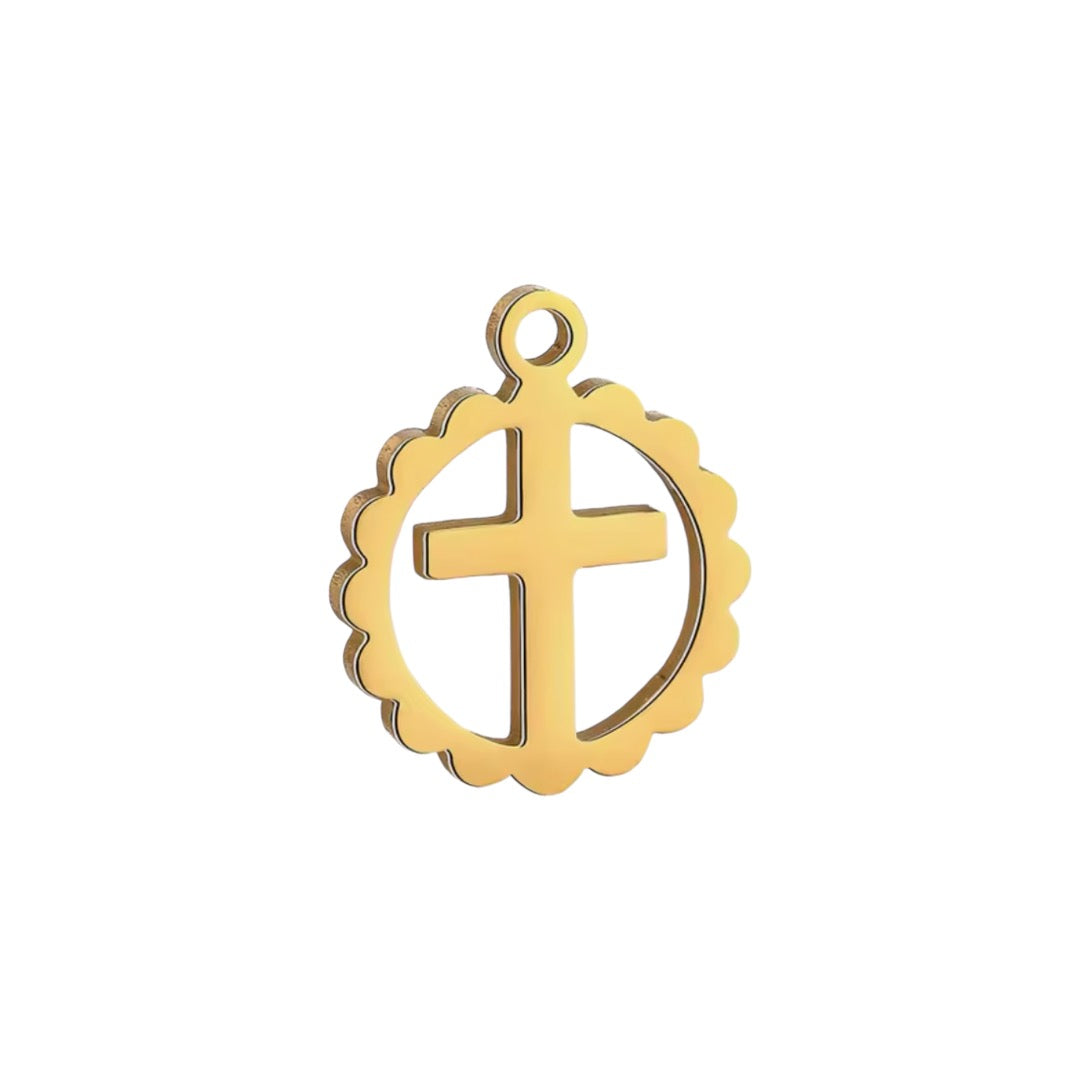 Cross Round Charm