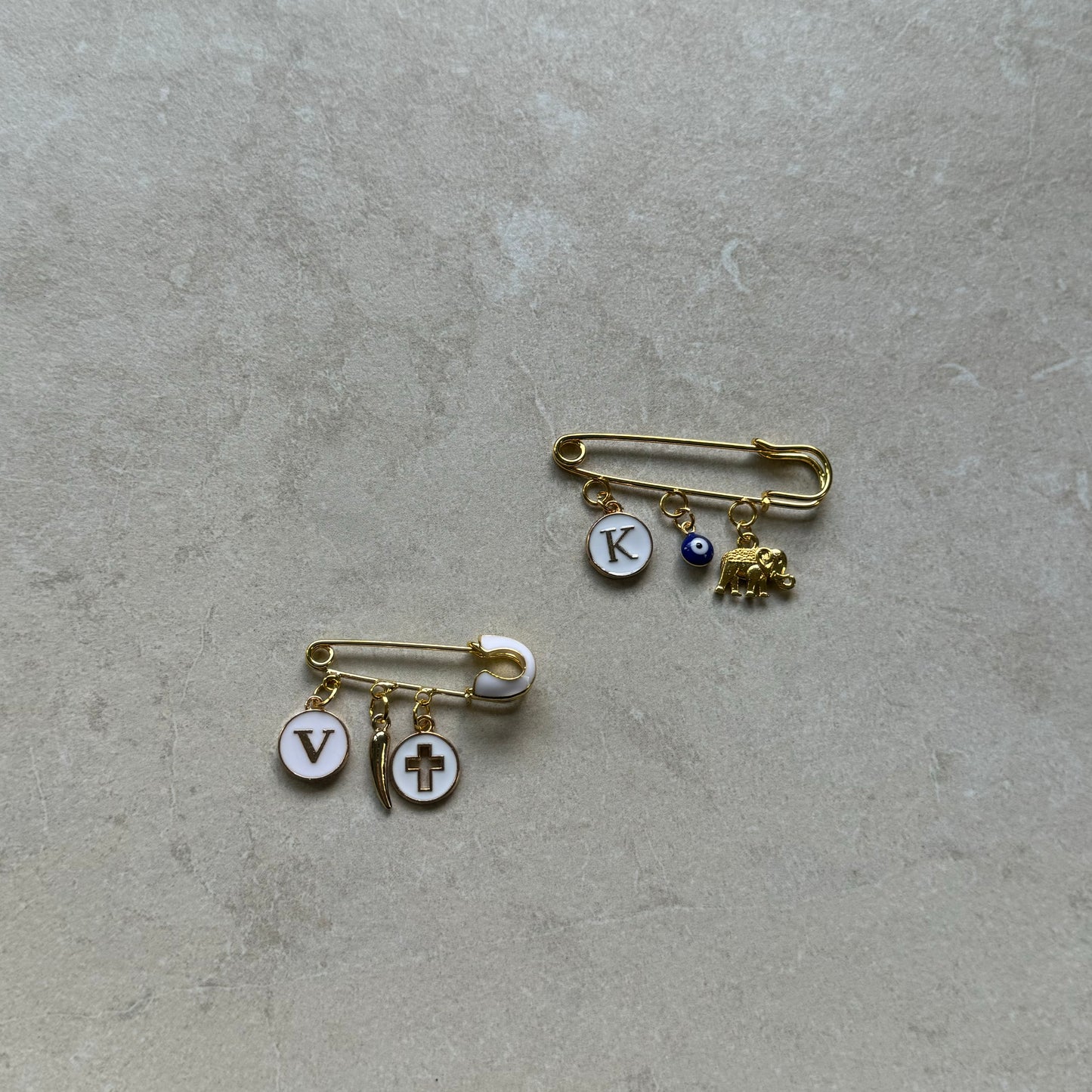 3 Charm Coloured Pin (Including Charms)