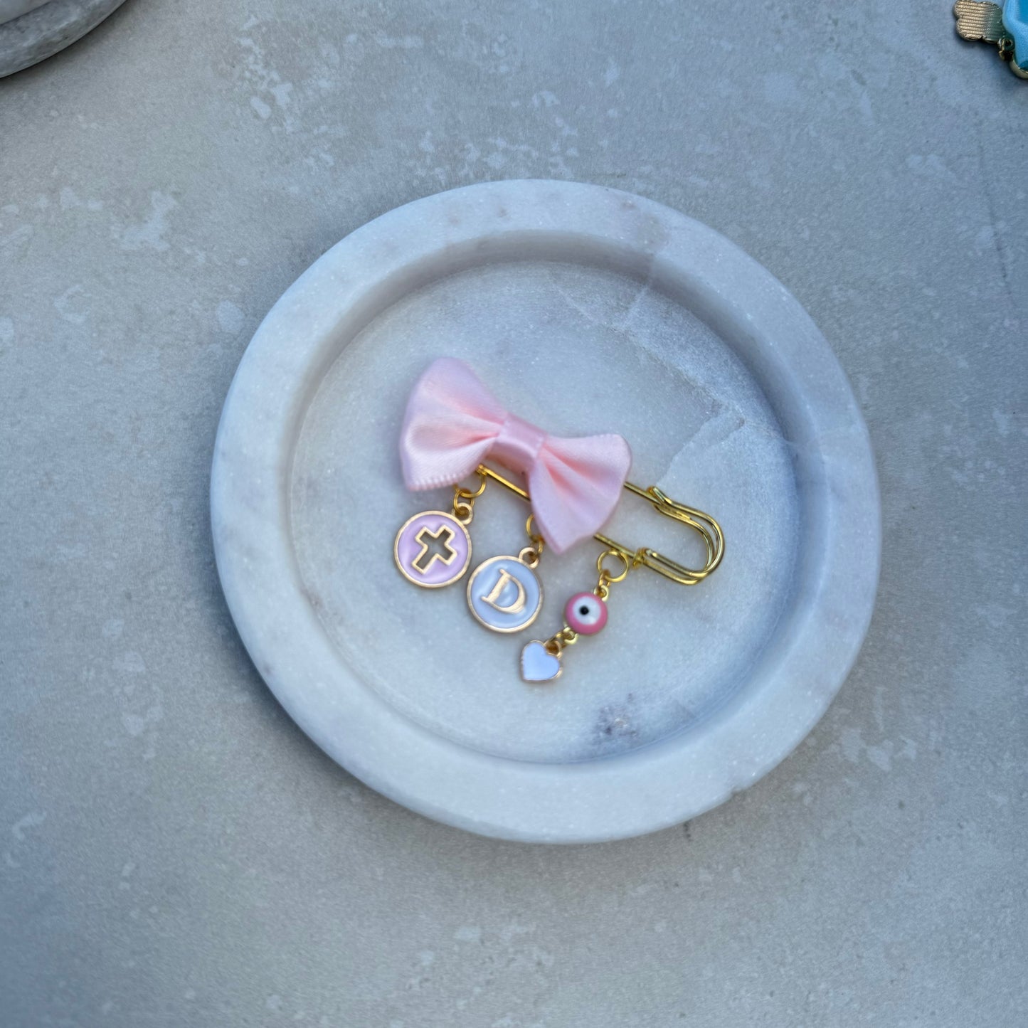 Letter Round White Charm