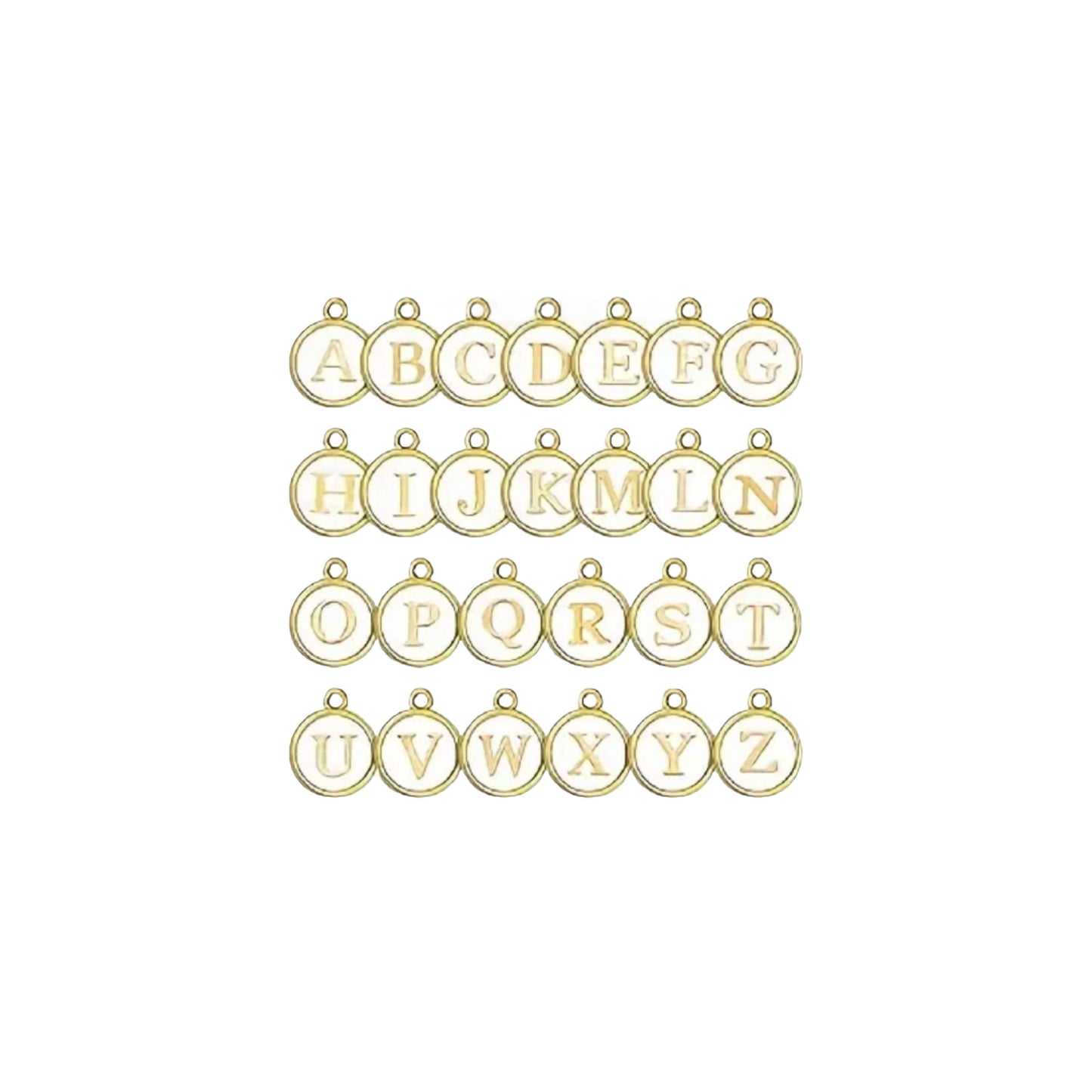 Letter Round White Charm