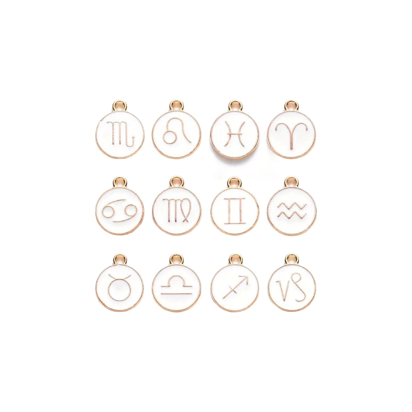 Zodiac Round White Charm