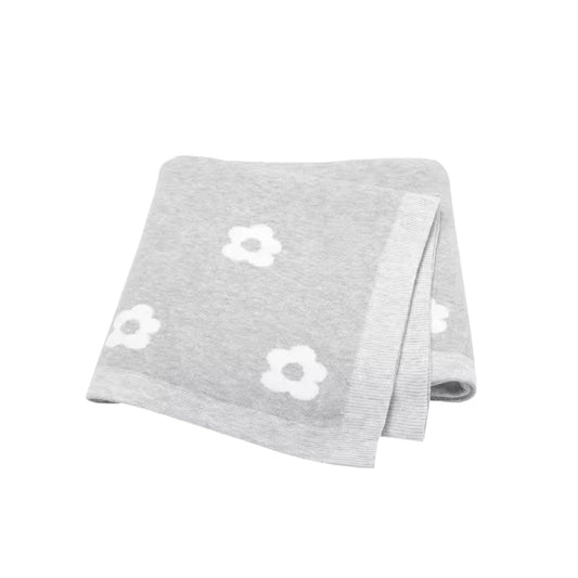 Baby Blanket - Grey Flowers