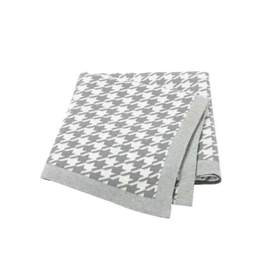 Baby Blanket  - Grey Houndstooth