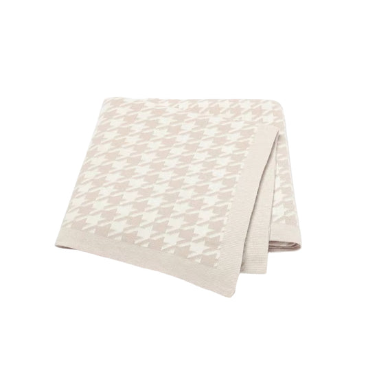 Baby Blanket - Beige Houndstooth